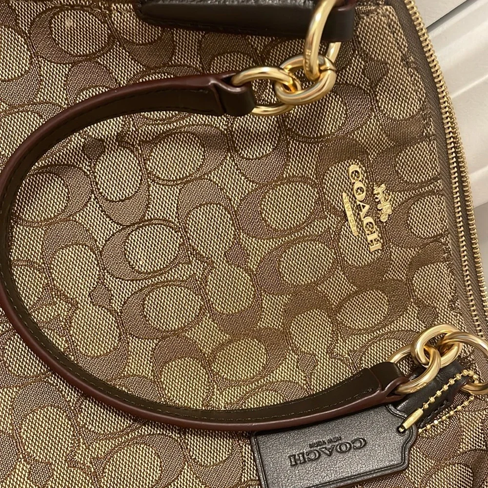 Authentic COACH Signature 2Way Shoulder Tote Bag Canvas Leather Brown - Picture 2 of 4